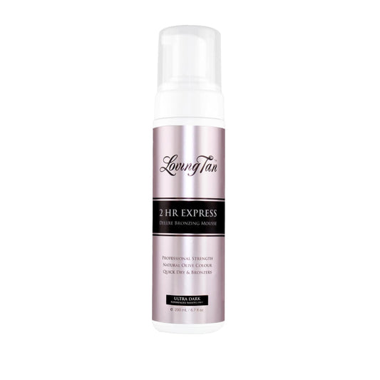 Loving Tan 2 HR Express Self Tanning Mousse, Ultra Dark - Streak Free, Natural, Professional Quality - 5+ Sunless Self Tanner Applications per Bottle, Cruelty Free, Naturally Derived DHA - 6.7 FL Oz