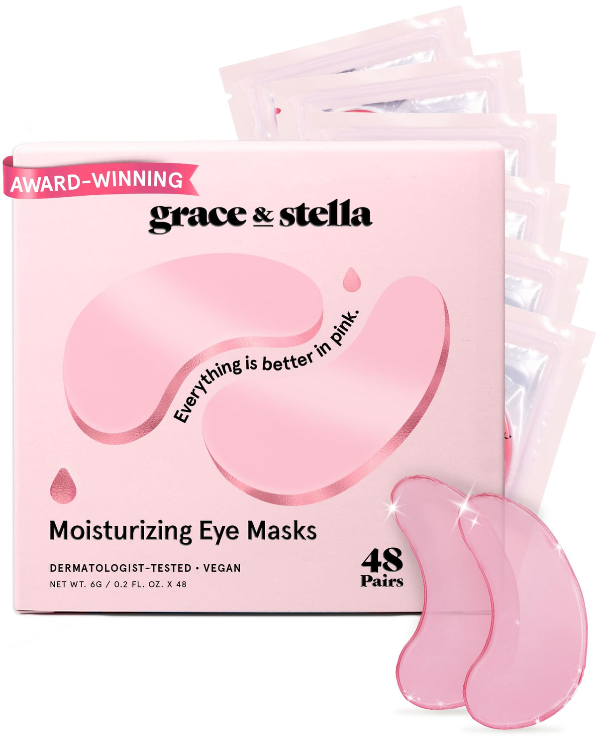 grace & stella Under Eye Patches Eye Masks for Puffy Eyes and Dark Circles | Gifts for Women, Bridesmaids, Birthdays, Bachelorette Party, Self Care Gifts for Women - Vegan Cruelty-Free (12 Pairs)