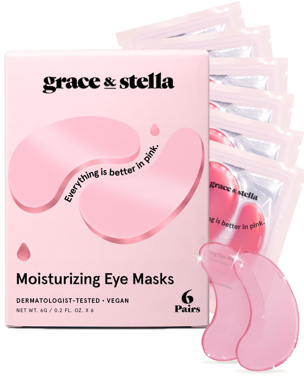 grace & stella Under Eye Patches Eye Masks for Puffy Eyes and Dark Circles | Gifts for Women, Bridesmaids, Birthdays, Bachelorette Party, Self Care Gifts for Women - Vegan Cruelty-Free (12 Pairs)