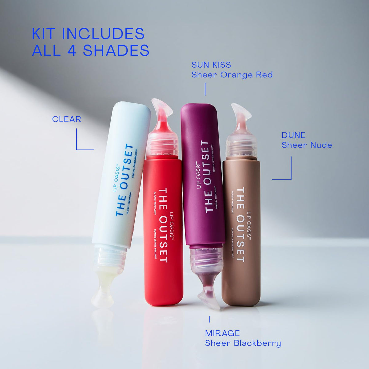 The Outset Lip Oasis Hydrating Lip Balm & Gloss 4-Shade Set, 0.3 oz Each