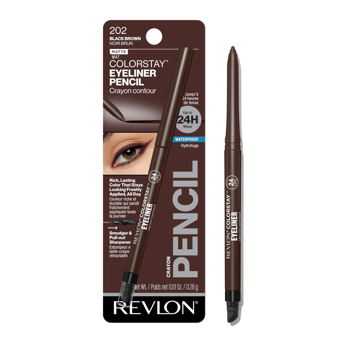 Revlon ColorStay Pencil Waterproof Eyeliner, Smudge-Proof, Eye Makeup with Built-In Sharpener, Packaging May Vary, 210 Teal, 0.01 oz