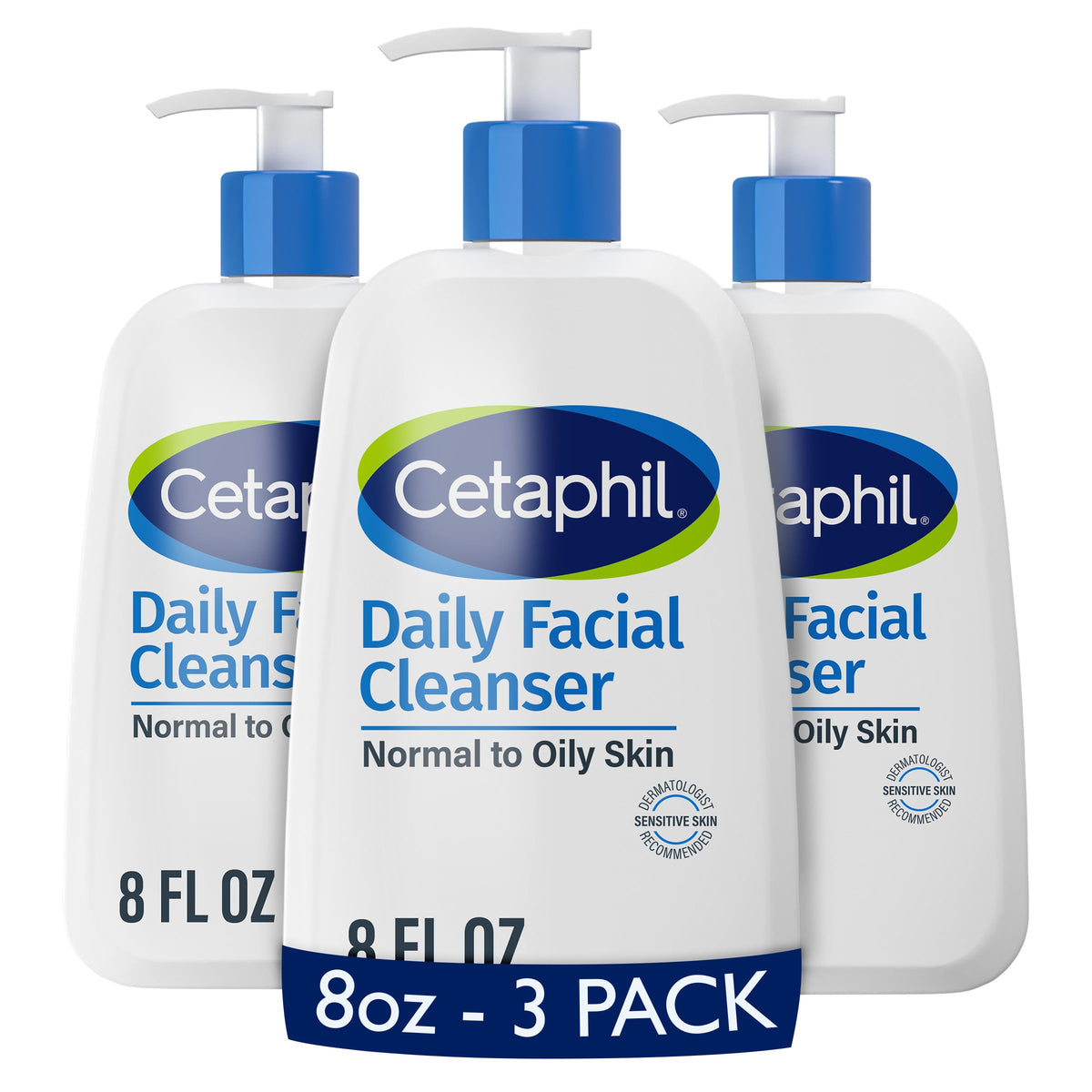 Cetaphil Daily Facial Cleanser, Oily & Combination Skin, 8oz, 3ct
