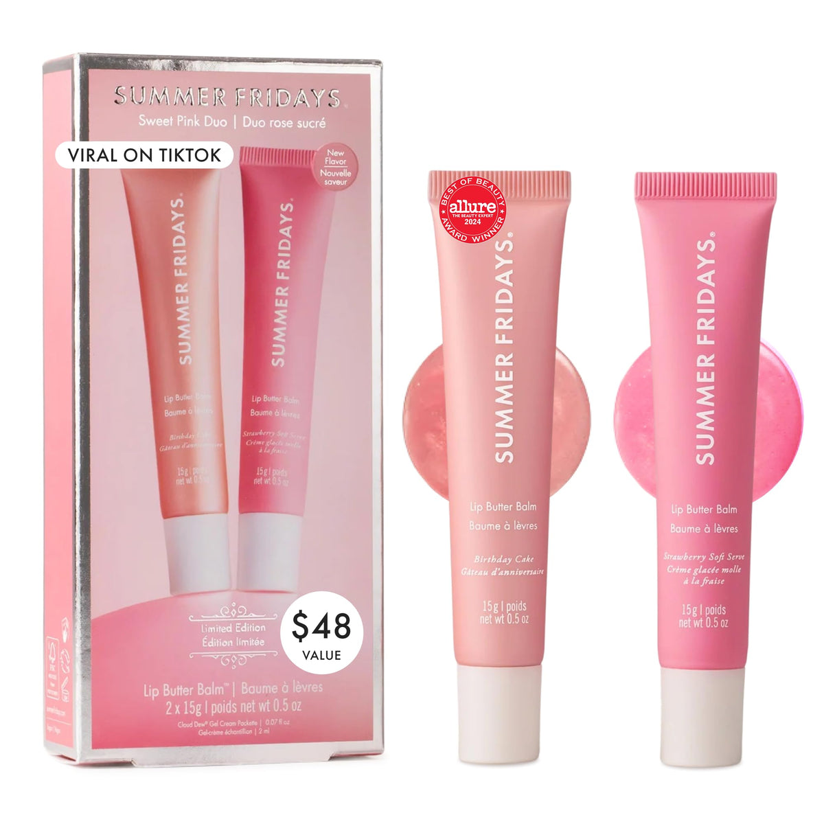 Summer Fridays Sweet Summer Minis Lip Balm Trio (0.35 Oz, 3 Ct) | Limited-Edition Tinted Lip Gloss Gift Set, Hydrating, Non-Sticky Sheer Color, Nourishing Skin Care Ingredients, Vegan
