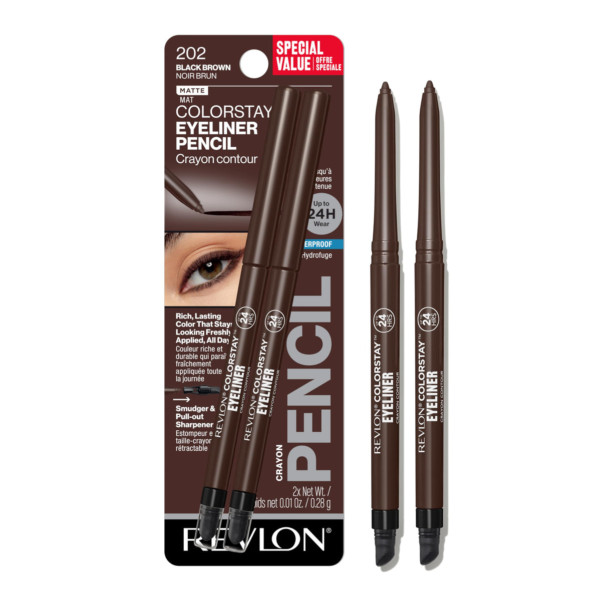 Revlon ColorStay Pencil Waterproof Eyeliner, Smudge-Proof, Eye Makeup with Built-In Sharpener, Packaging May Vary, 210 Teal, 0.01 oz
