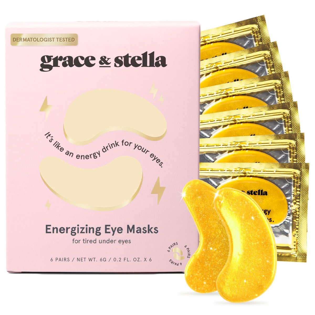 grace & stella Under Eye Patches Eye Masks for Puffy Eyes and Dark Circles | Gifts for Women, Bridesmaids, Birthdays, Bachelorette Party, Self Care Gifts for Women - Vegan Cruelty-Free (12 Pairs)