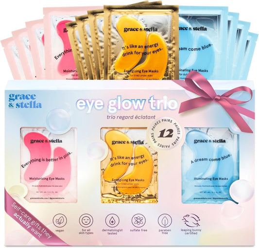 grace & stella Under Eye Patches Eye Masks for Puffy Eyes and Dark Circles | Gifts for Women, Bridesmaids, Birthdays, Bachelorette Party, Self Care Gifts for Women - Vegan Cruelty-Free (12 Pairs)