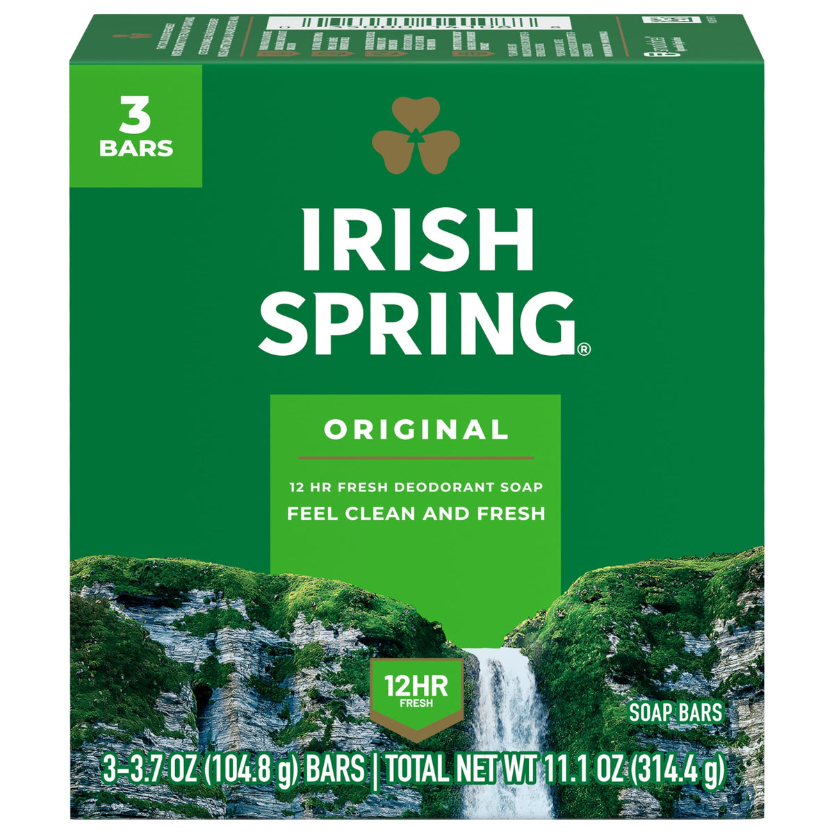 Irish Spring Active Scrub Mens Bar Soap, Men's Exfoliating Bar Soap, Smell Fresh and Clean for 12 Hours, Men Soap Bars for Washing Hands and Body, Recyclable Carton, 24 Pack, 3.7 Oz Soap Bars