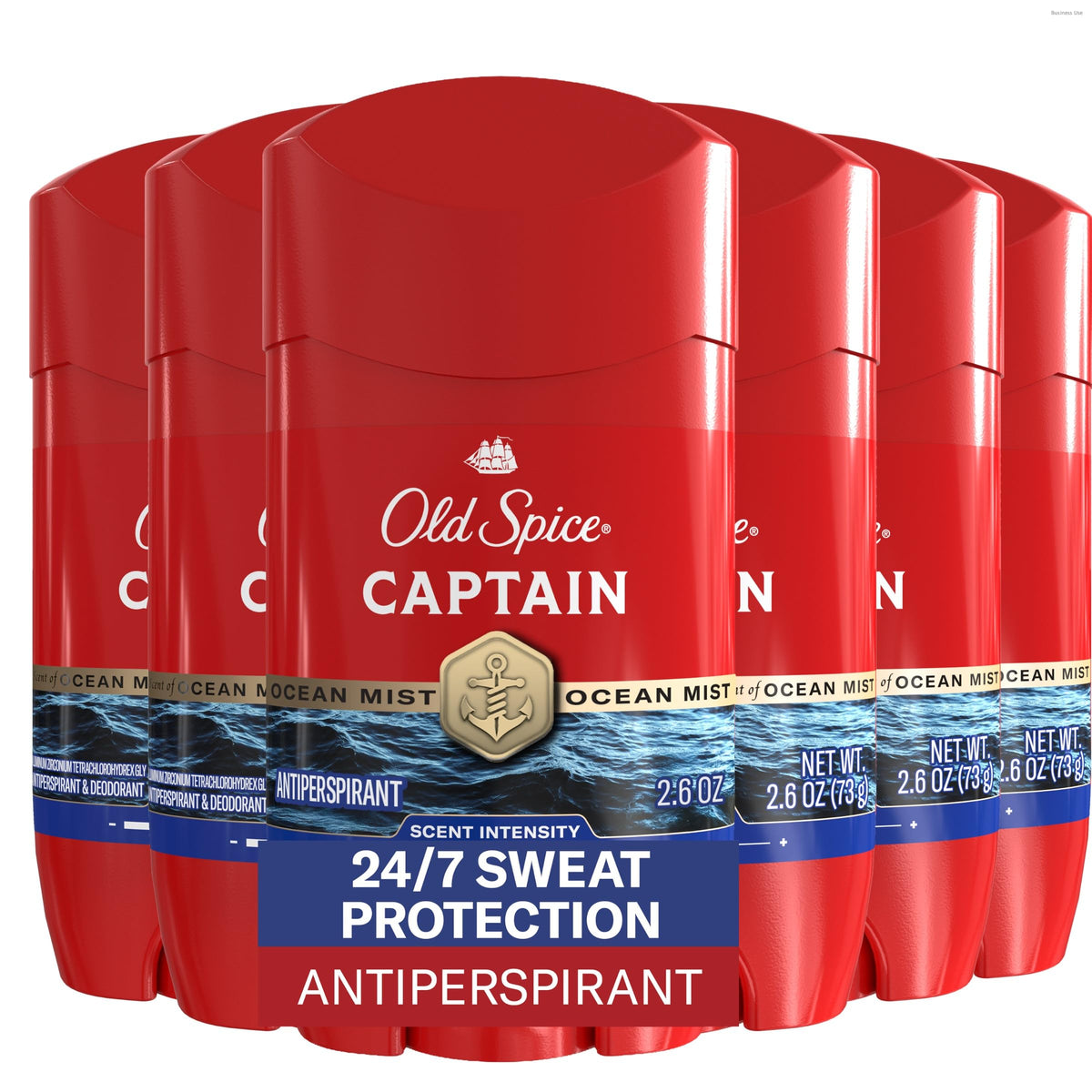 Old Spice Antiperspirant Deodorant for Men, 24/7 Sweat & Odor Protection, 24/7 Lasting Freshness, Invisible Solid, Champion with Fresh Air Scent, 2.6 oz (Pack of 6)
