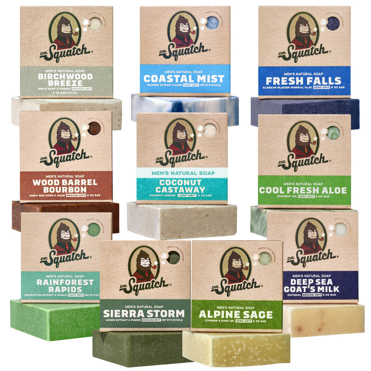 Dr. Squatch Natural Men’s Bar Soap, Body Soap Bar (5oz, 10-Pack)